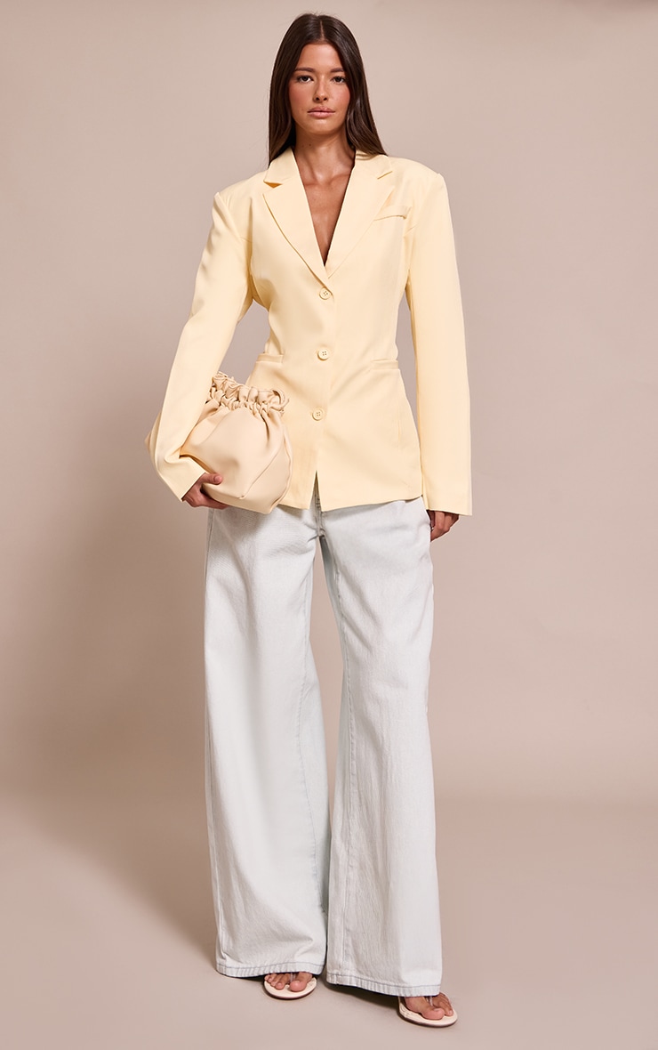 Butter Cream Cinched Back Style Single Breasted Blazer image 3