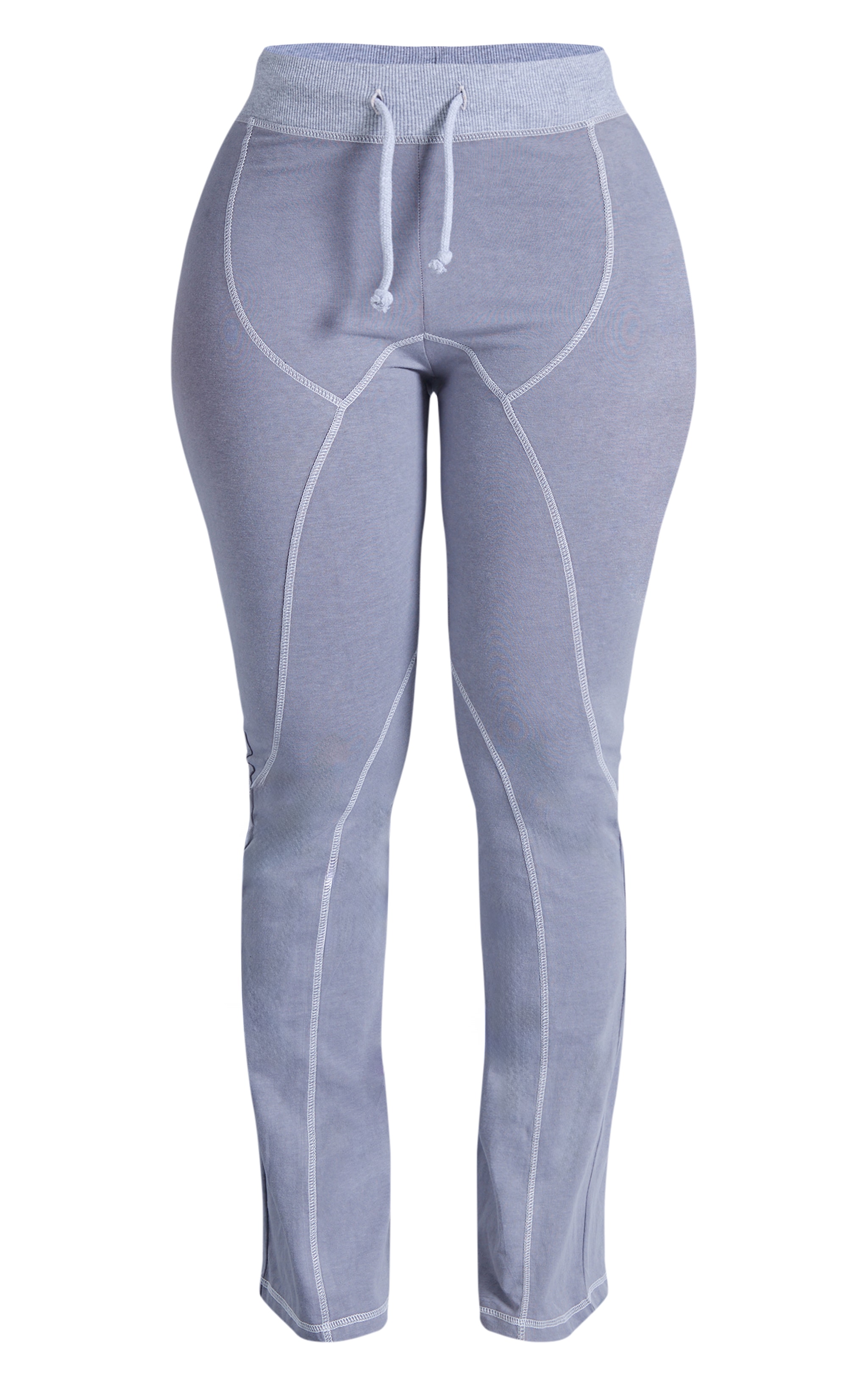 Shape Light Grey Washed Cotton Seam Detail Flare Leggings image 5