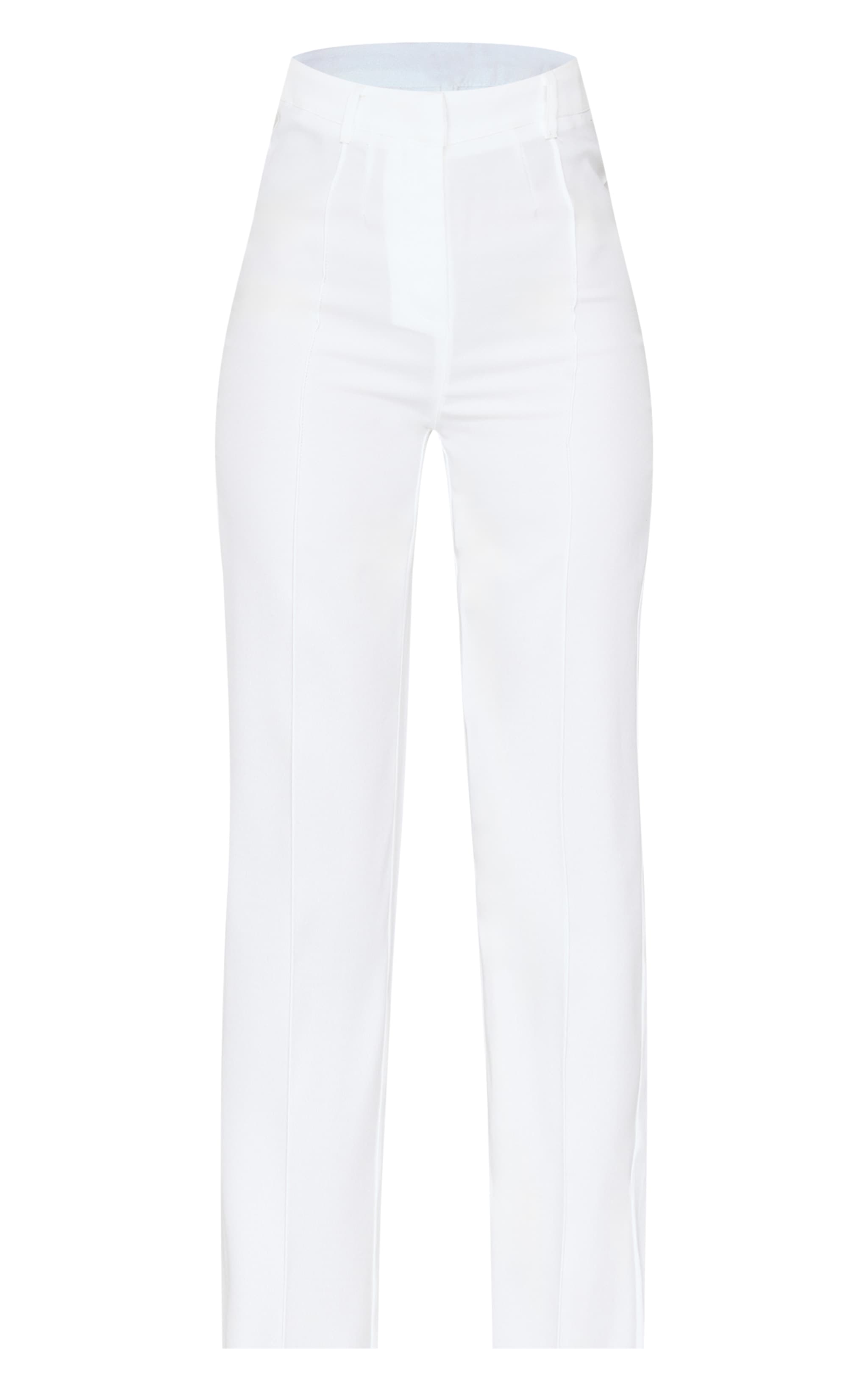 Petite White High Waist Straight Leg Pants image 5
