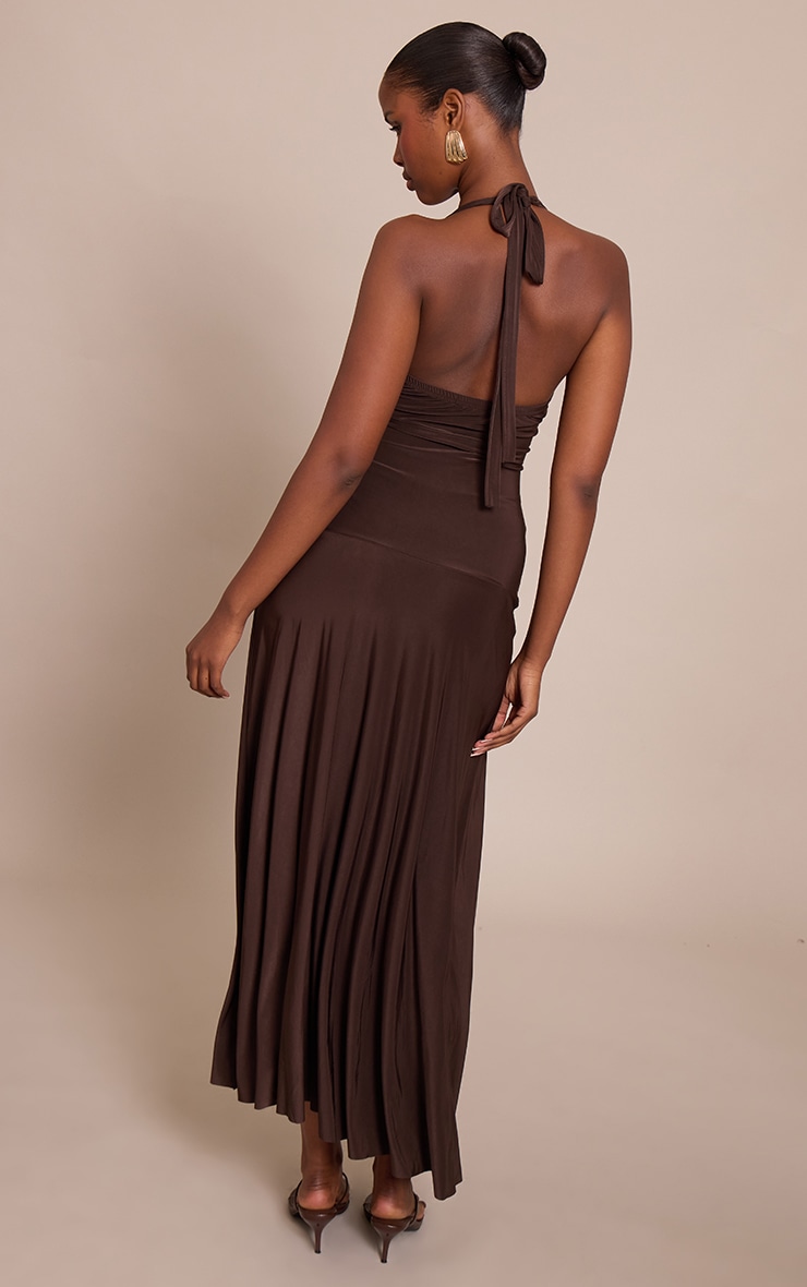 Chocolate Plunge Ruched Midaxi Dress image 2