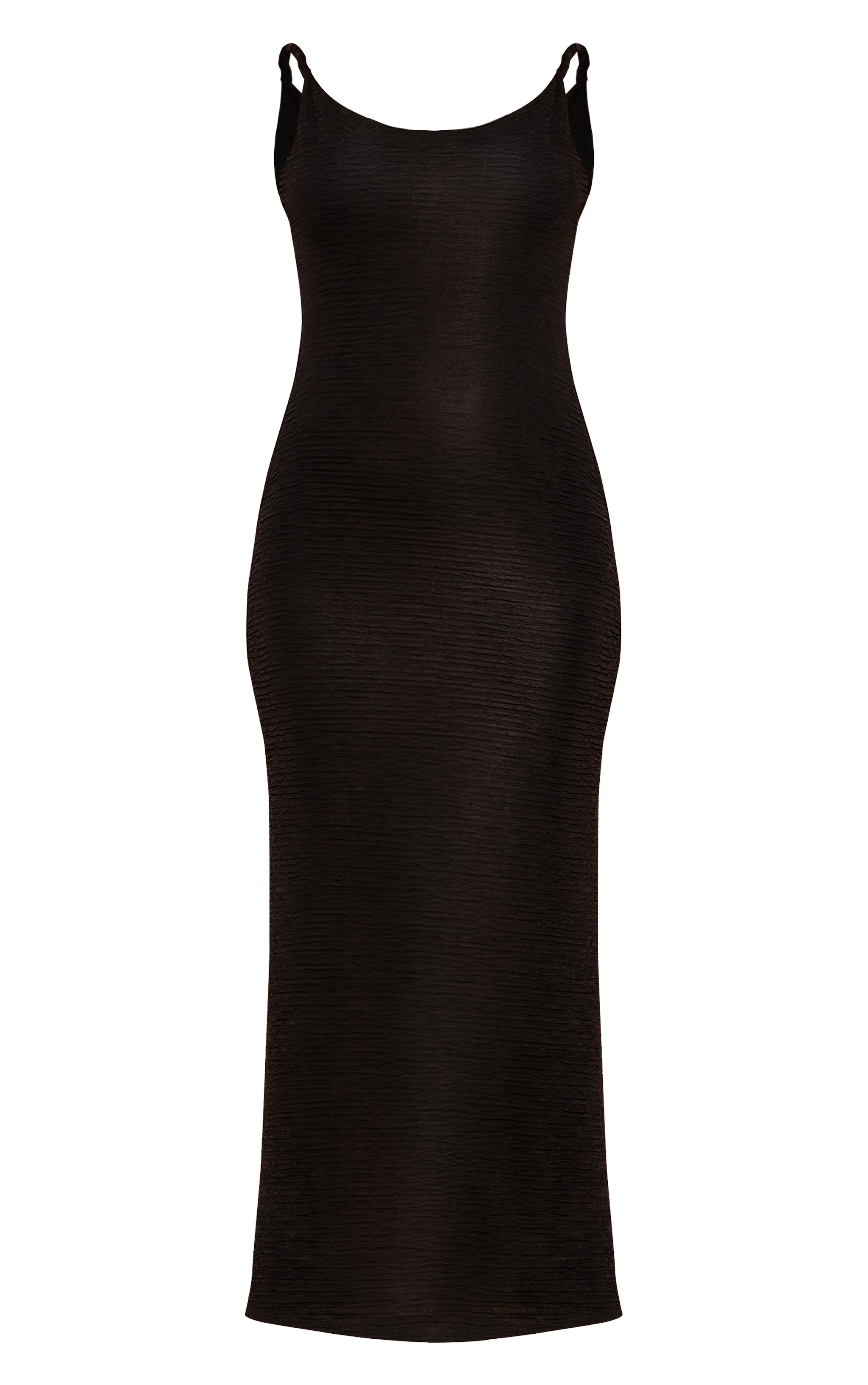 Black Textured Twist Strap Detail Maxi Dress image 5