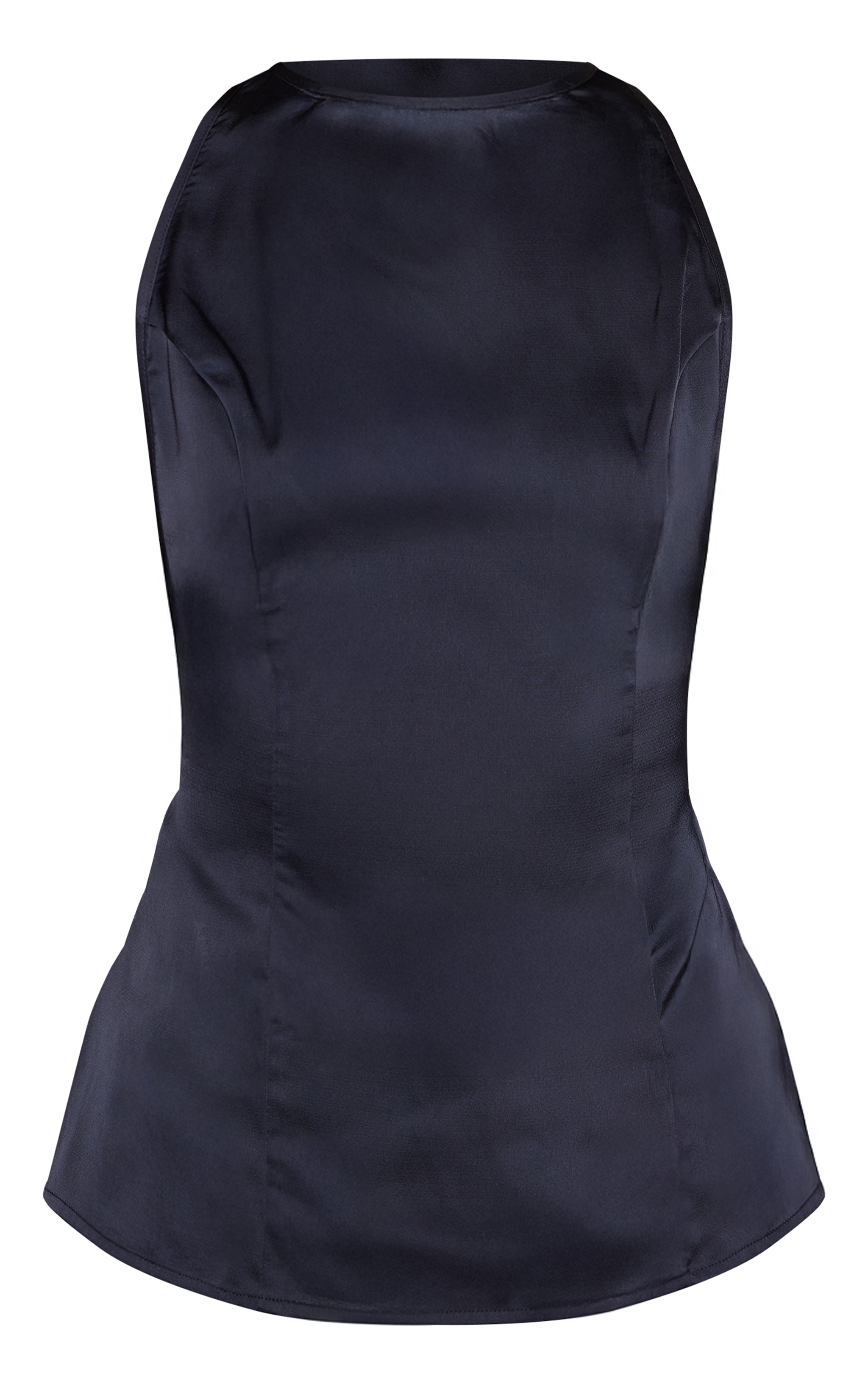 Charcoal Racer Back Longline Detail Satin Top image 5