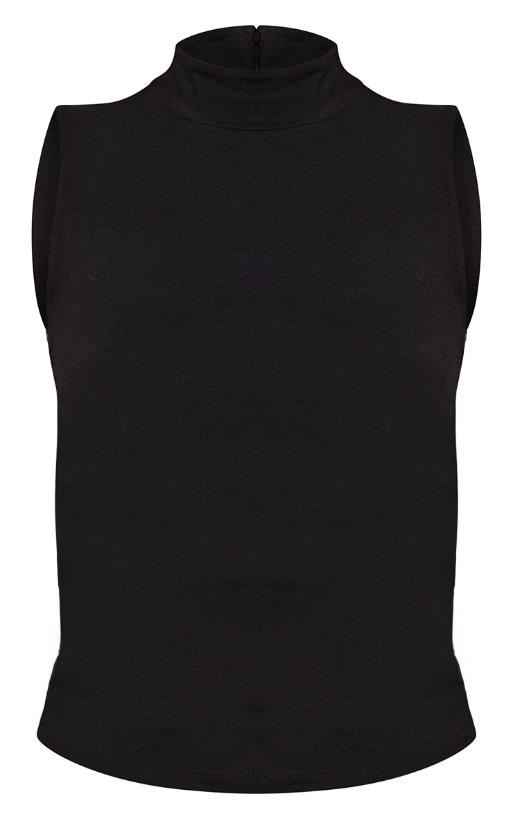 Black Soft Cotton High Neck Sleeveless Vest Top  image 5