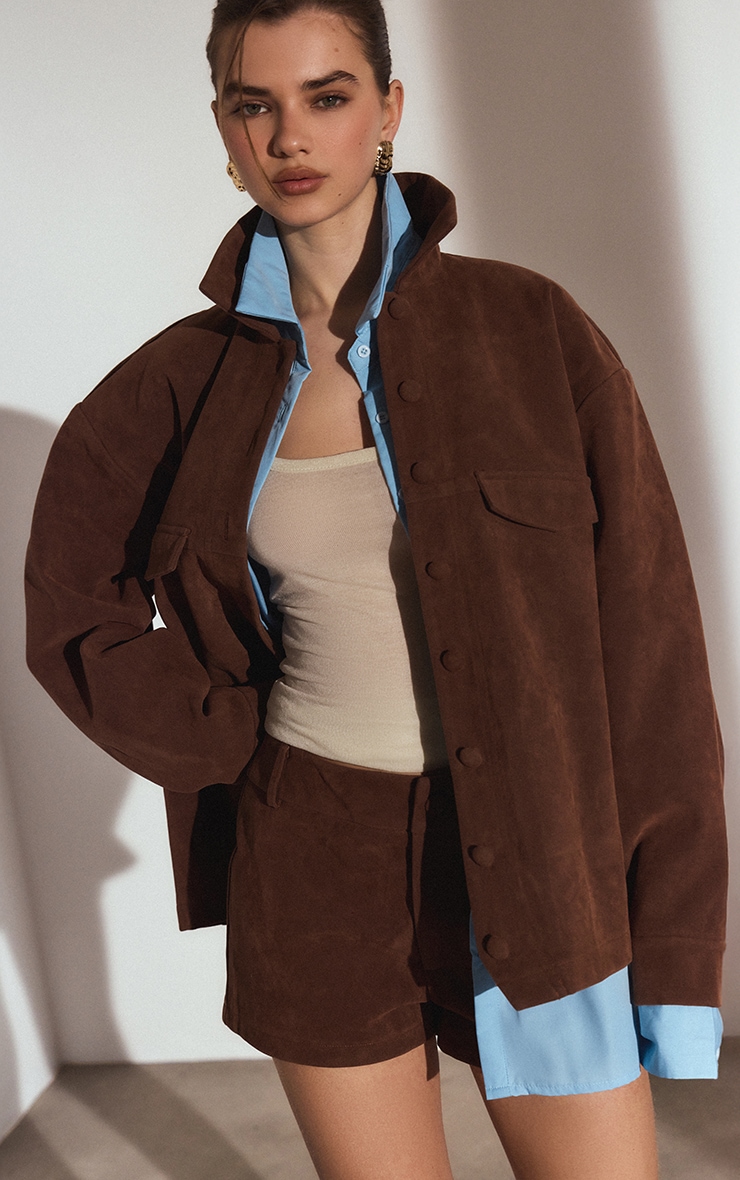 Clay Faux Suede Pocket Detail Jacket image 2