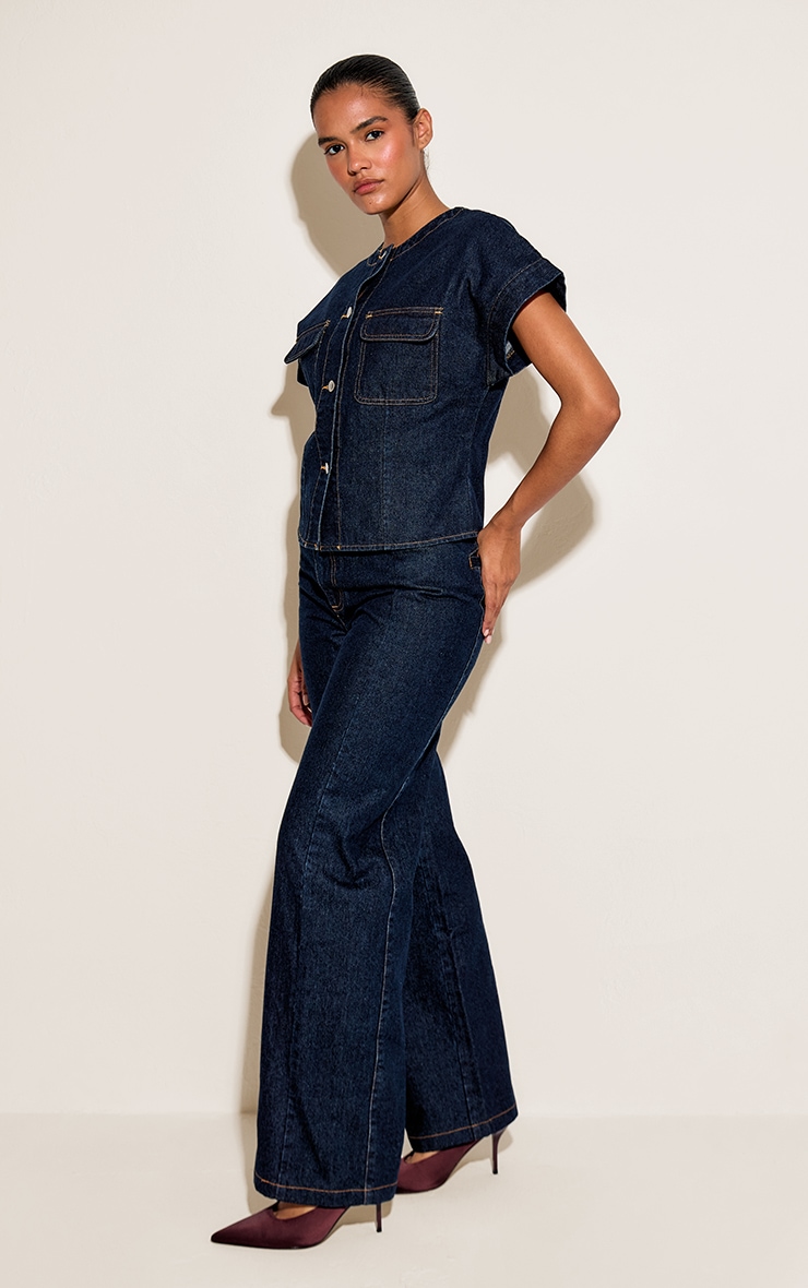 Indigo Seam Detail Wide Leg Jeans image 2