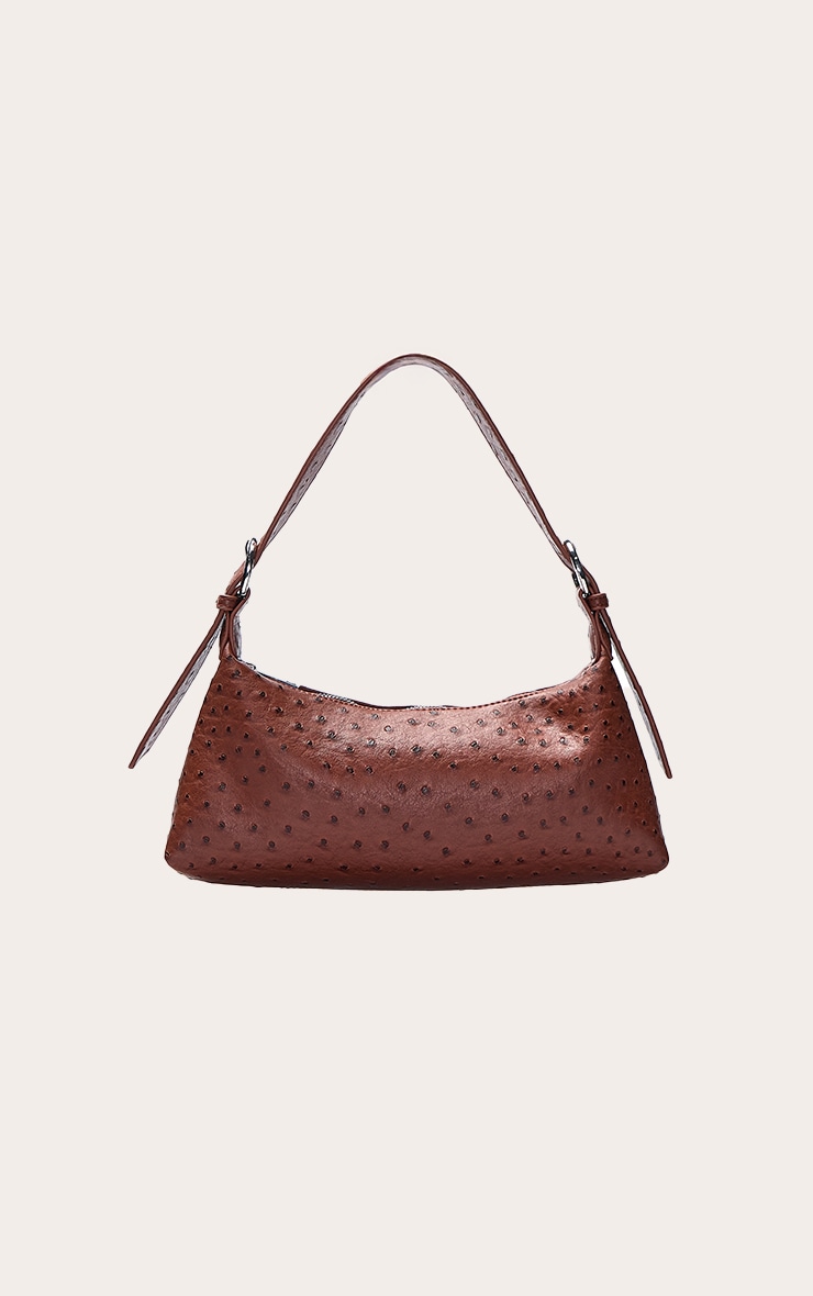 Tan Ostrich PU Shoulder Bag image 2