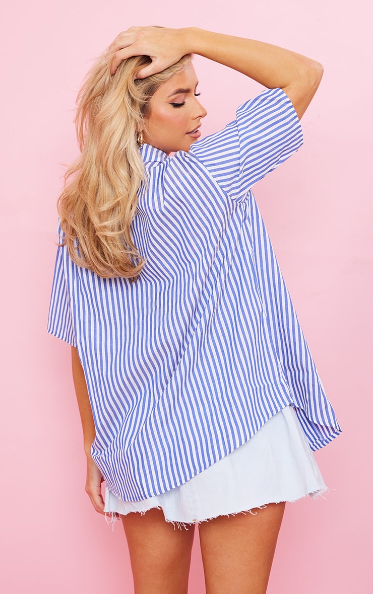 Blue Striped Short-Sleeved Shirt main image 1