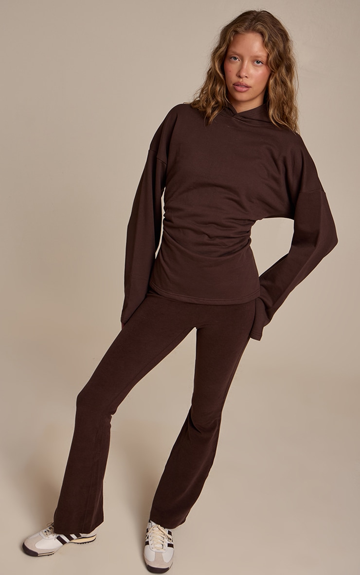 Chocolate Loopback Cinched Waist Hoodie image 3
