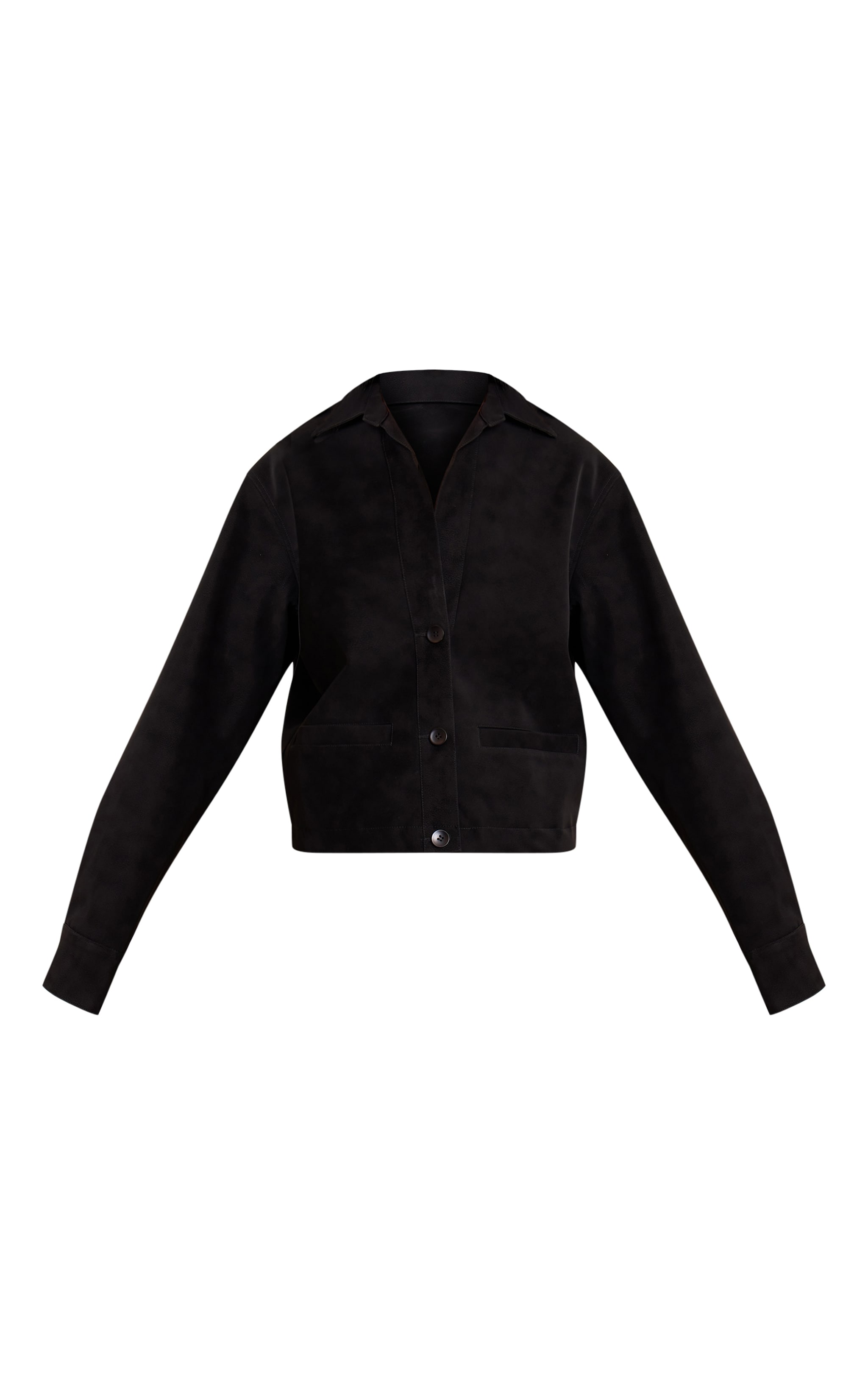 Tall Black Washed Faux Leather Plunge Jacket image 5