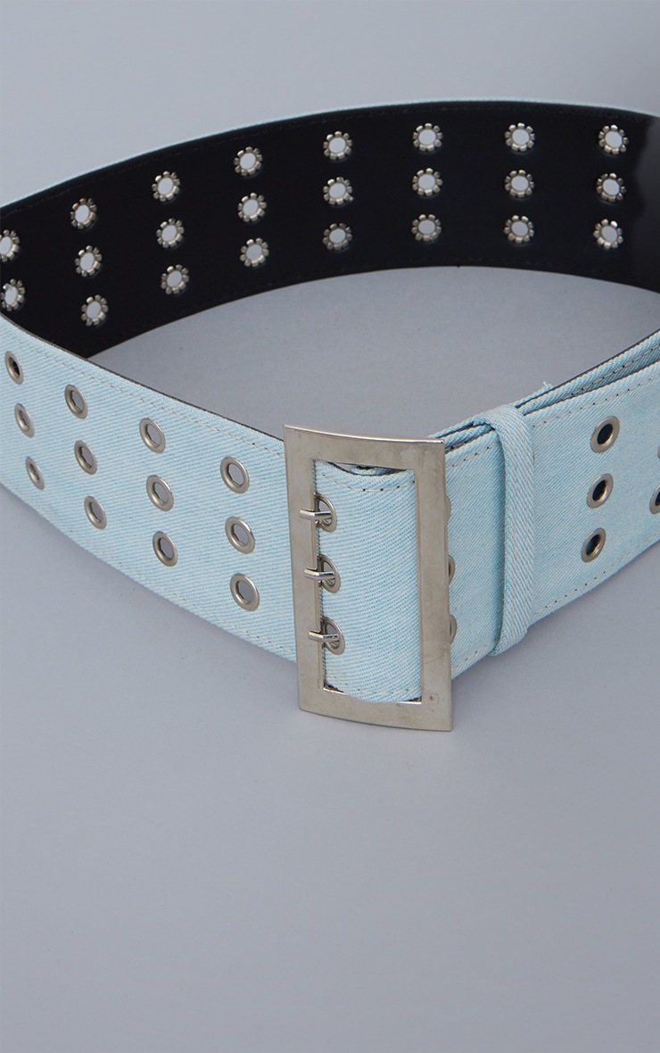 Denim Triple Row Eyelet Waist Belt PrettyLittleThing KSA