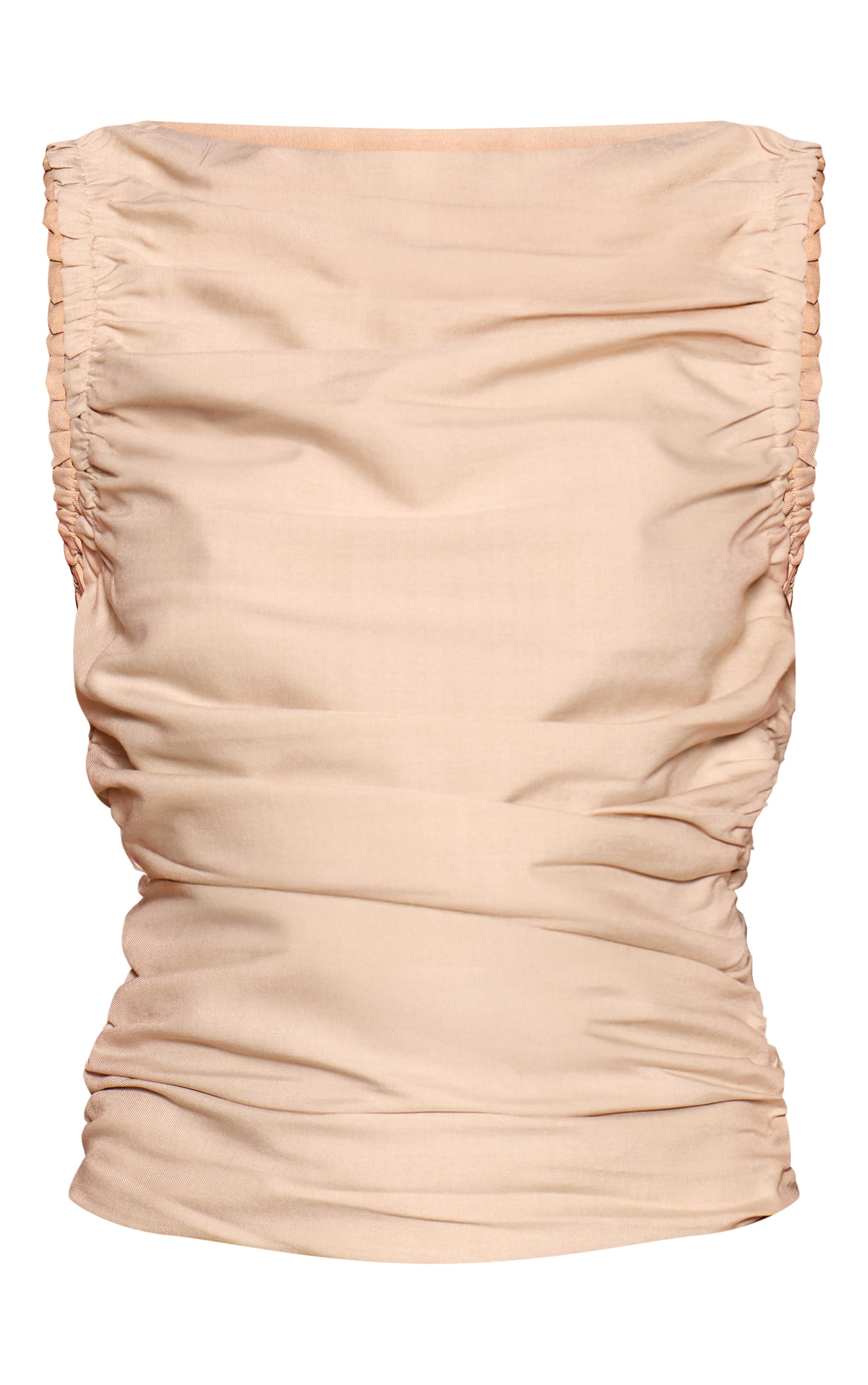 Sand Woven Sleeveless Ruched Detail Top  image 5