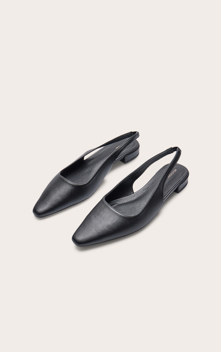 Black Pu Flat Slingback Court Shoe image 3