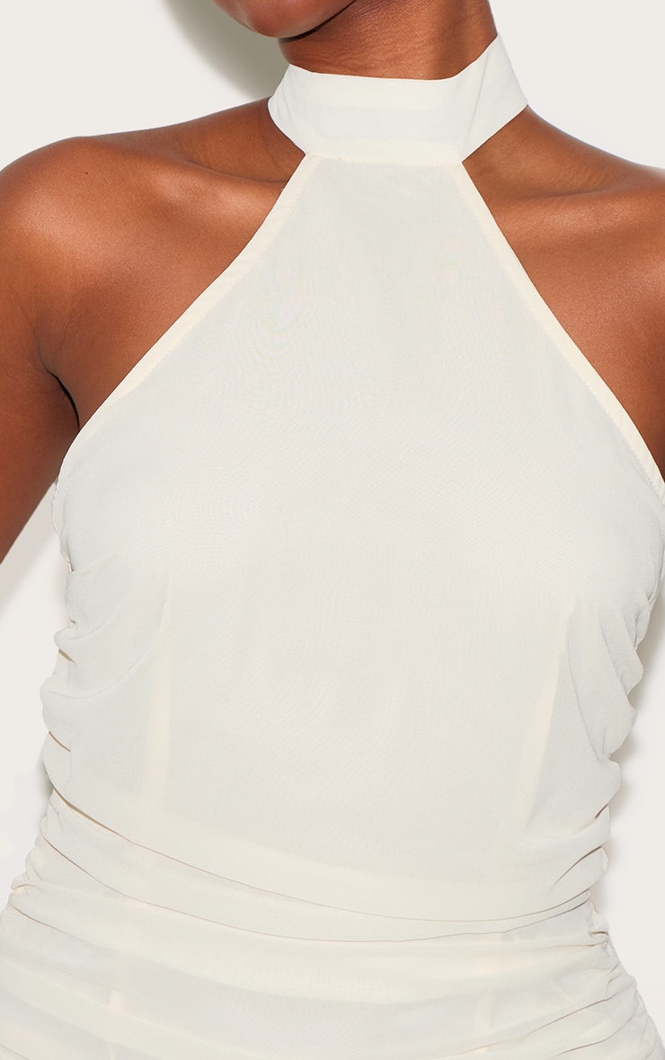 Almond Chiffon Halter Neck Mini Dress image 4