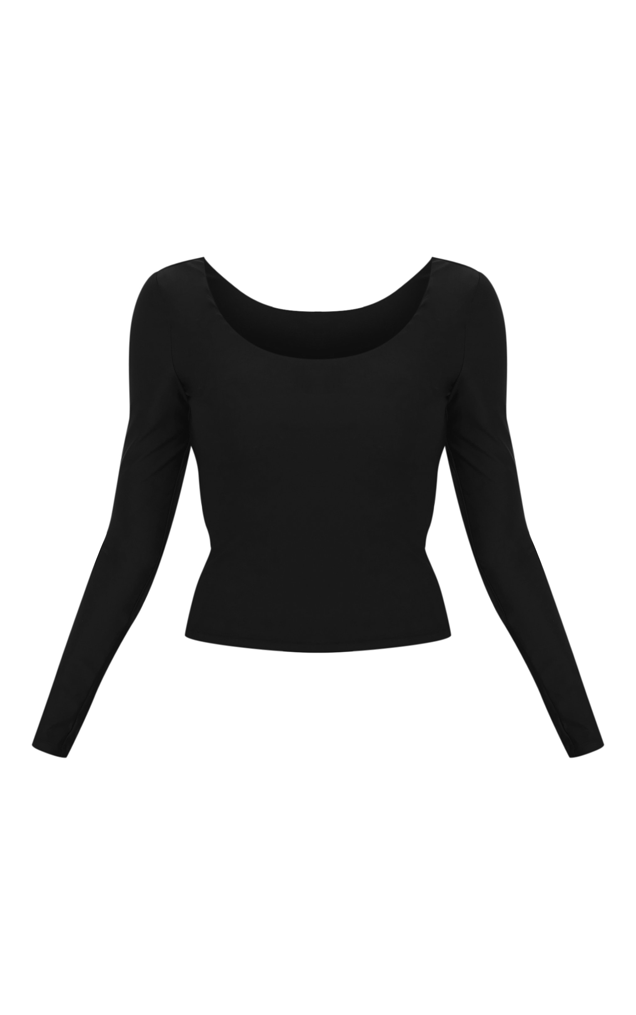 Coal Polyamide Scoop Neck Long Sleeve Top image 5