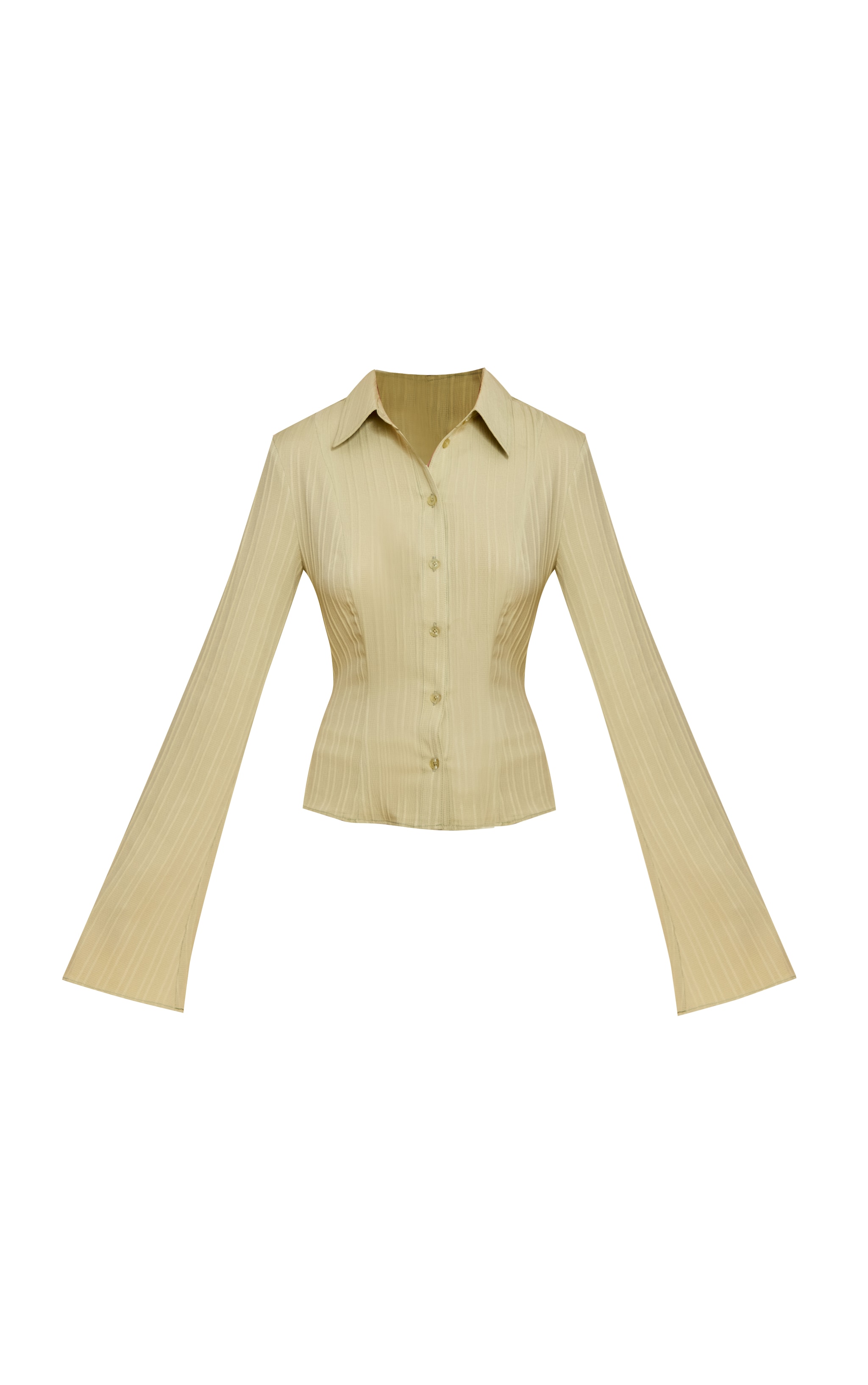 Sage Green Textured Satin Tie Back Shirt image 5