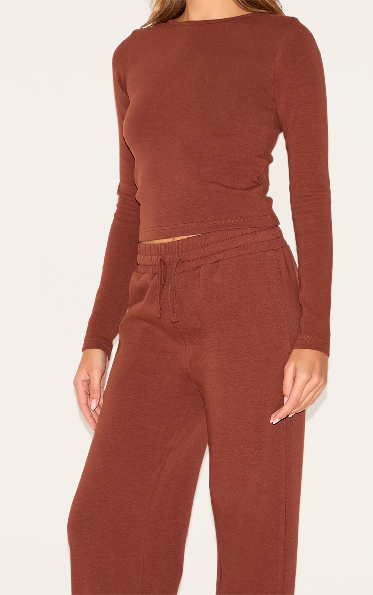  Chocolate Interlock Wide Leg Split Hem Sweatpants image 4