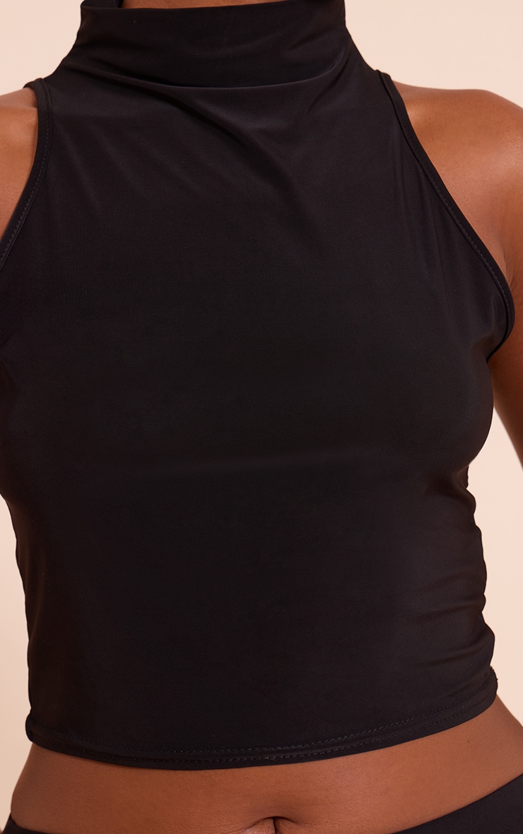 Black Slinky Funnel Neck Crop Top image 4