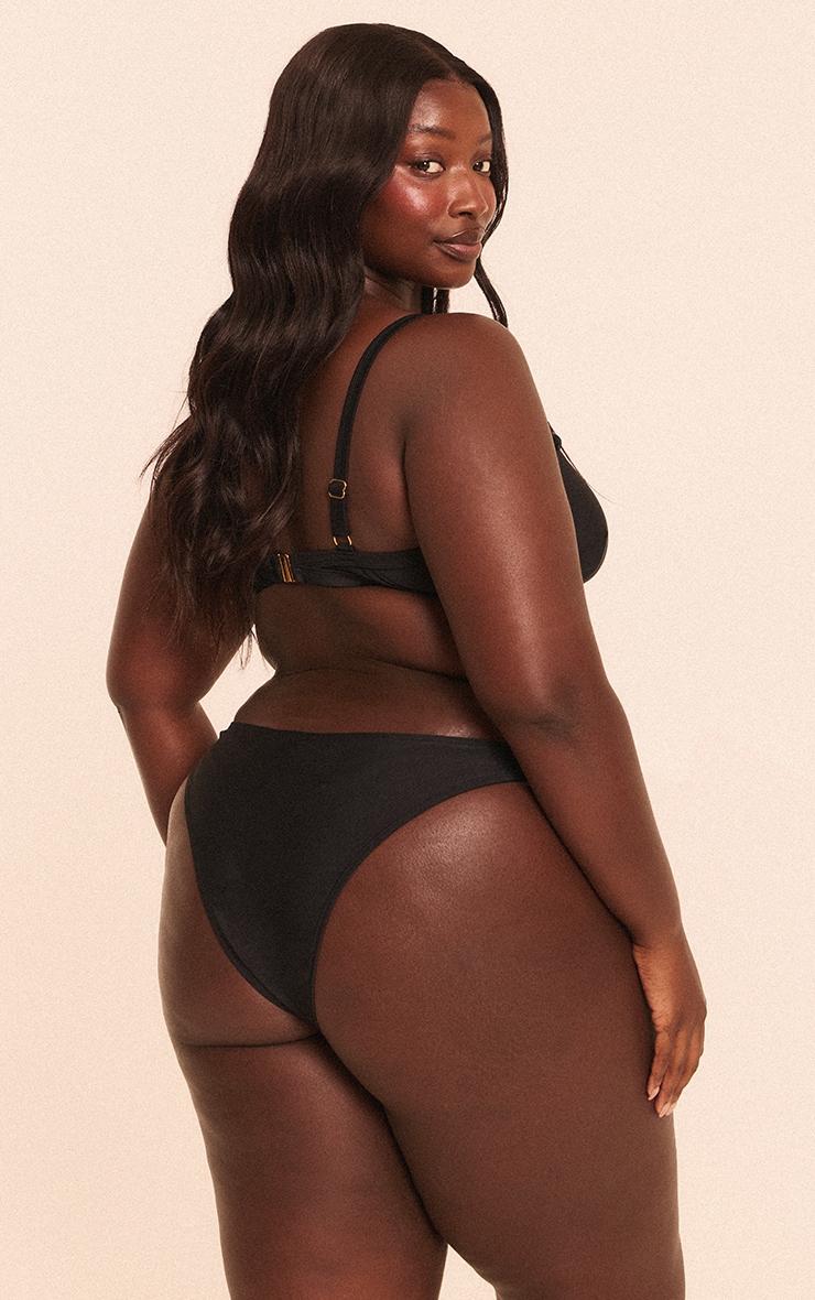 Plus Black Boomerang Tanga Bikini Bottoms image 2
