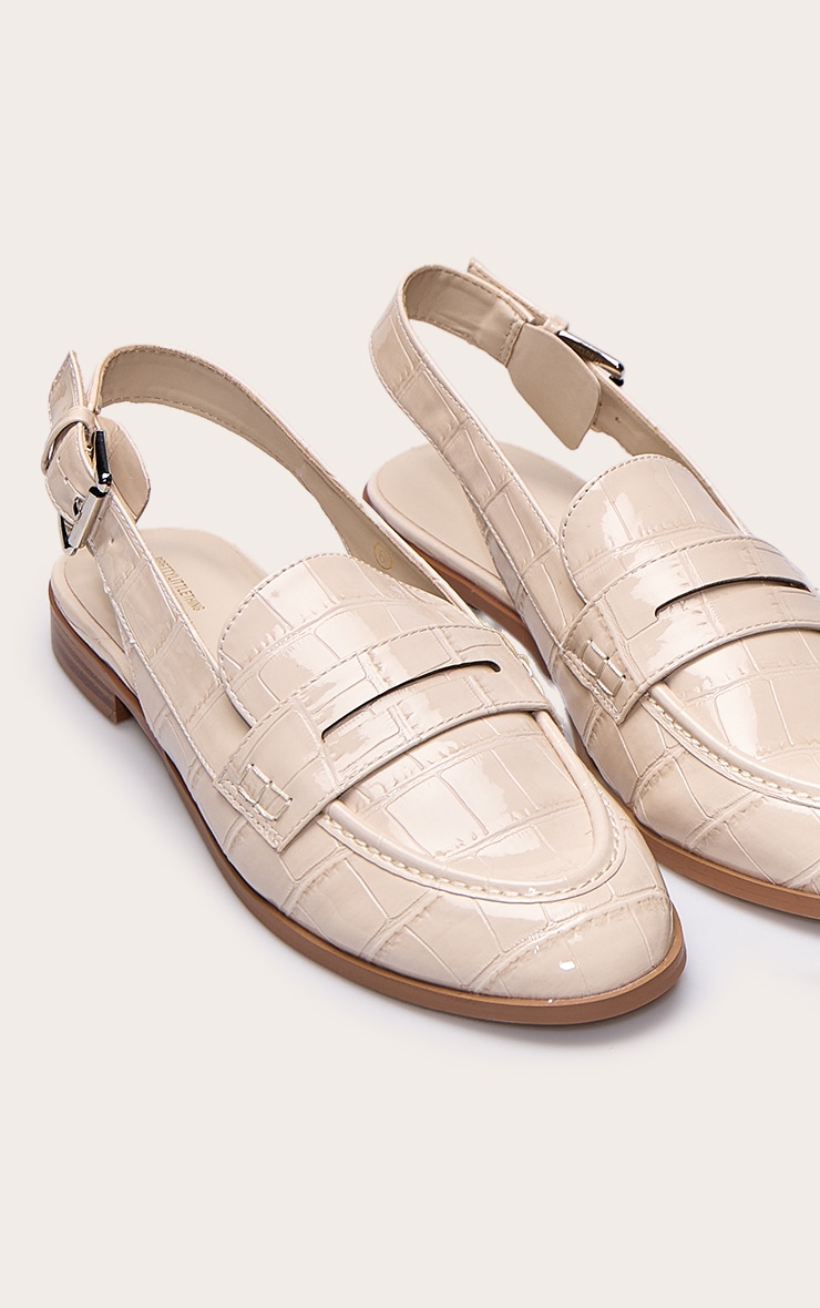 Mocassins crème effet croco à bride derrière image 5