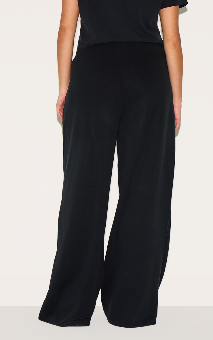 Plus Black Modal Wide Leg High Waist Pants image 3