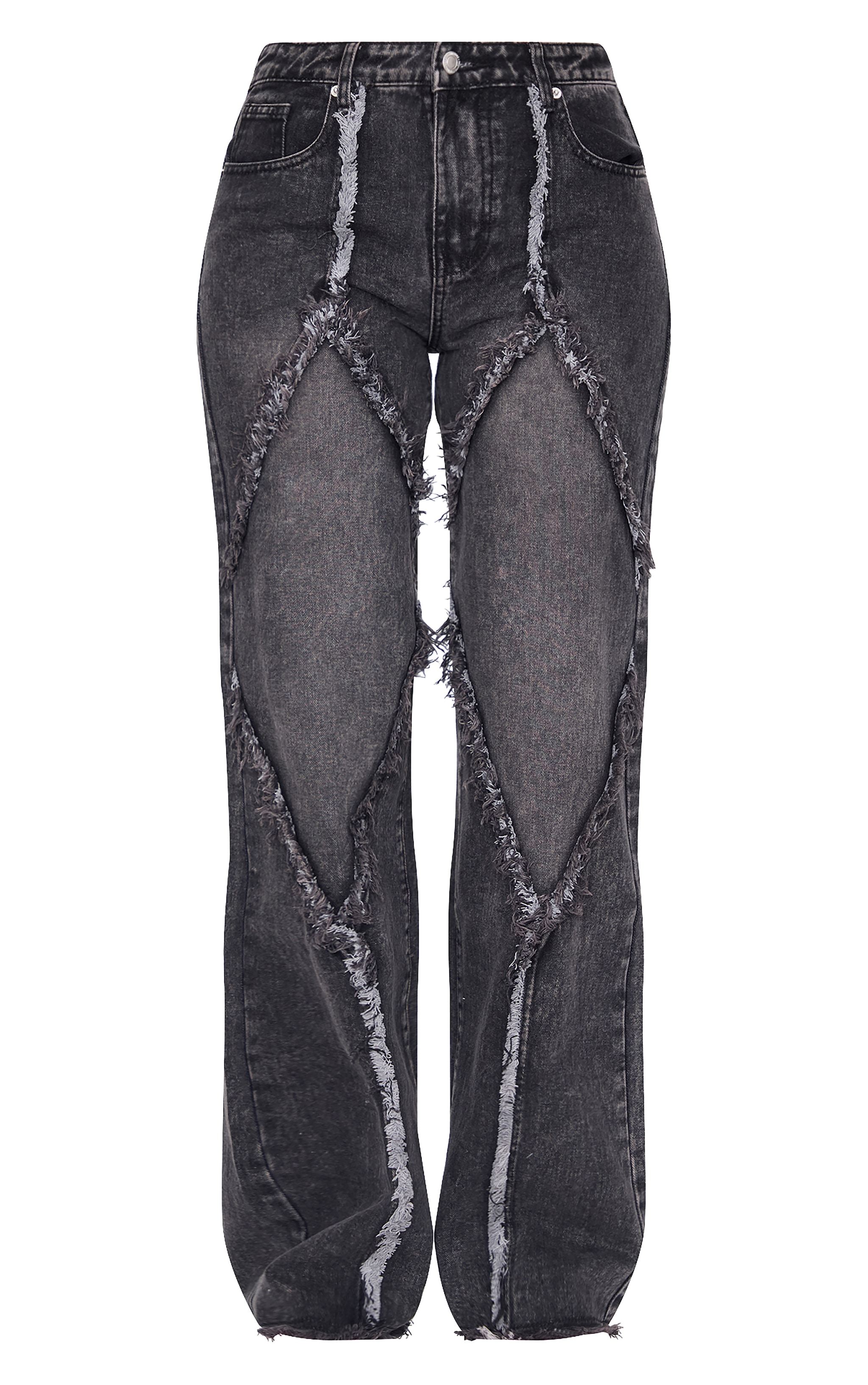 Tall Washed Black Mid Rise Raw Seam Wide Leg Jeans image 5