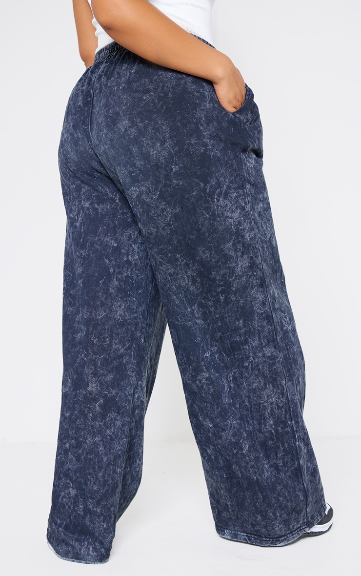 Plus Washed Charcoal Washed Oversized Low Rise Wide Leg Joggers image 3