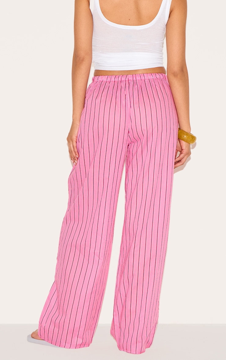 Pantalon Petite rose à rayures fines tissé avec cordon de serrage à la taille image 3