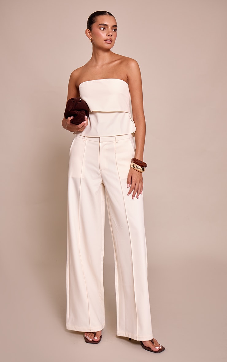 Cream Fold Over Tailored Bandeau Top image 3