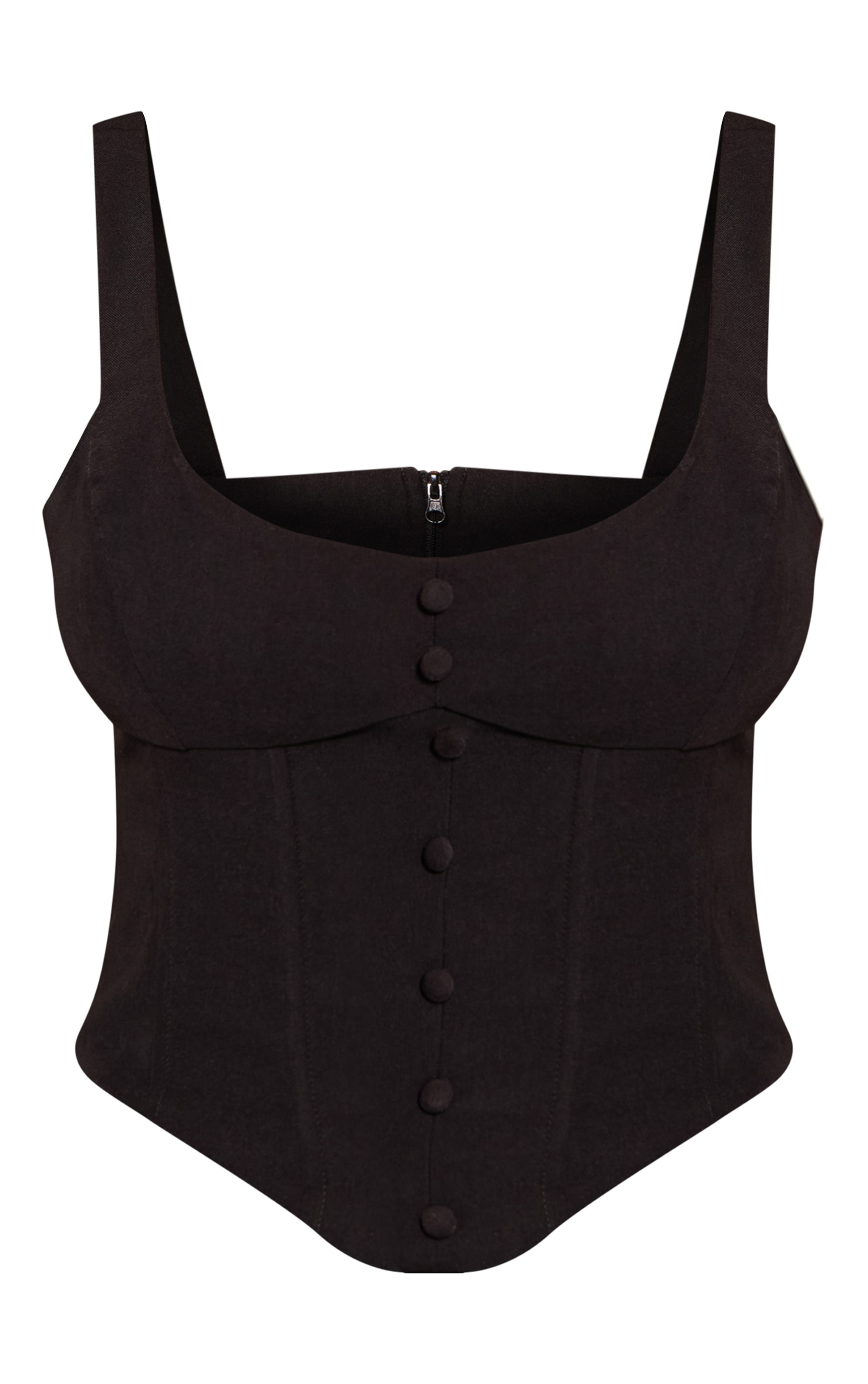 Shape Black Button Front Scoop Neck Corset Top image 5