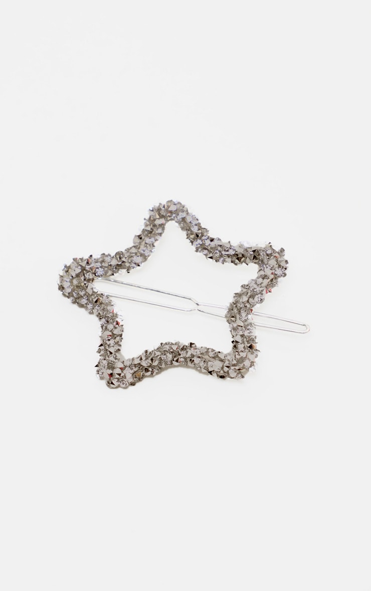 Pewter Glitter Star Hair Clip image 2