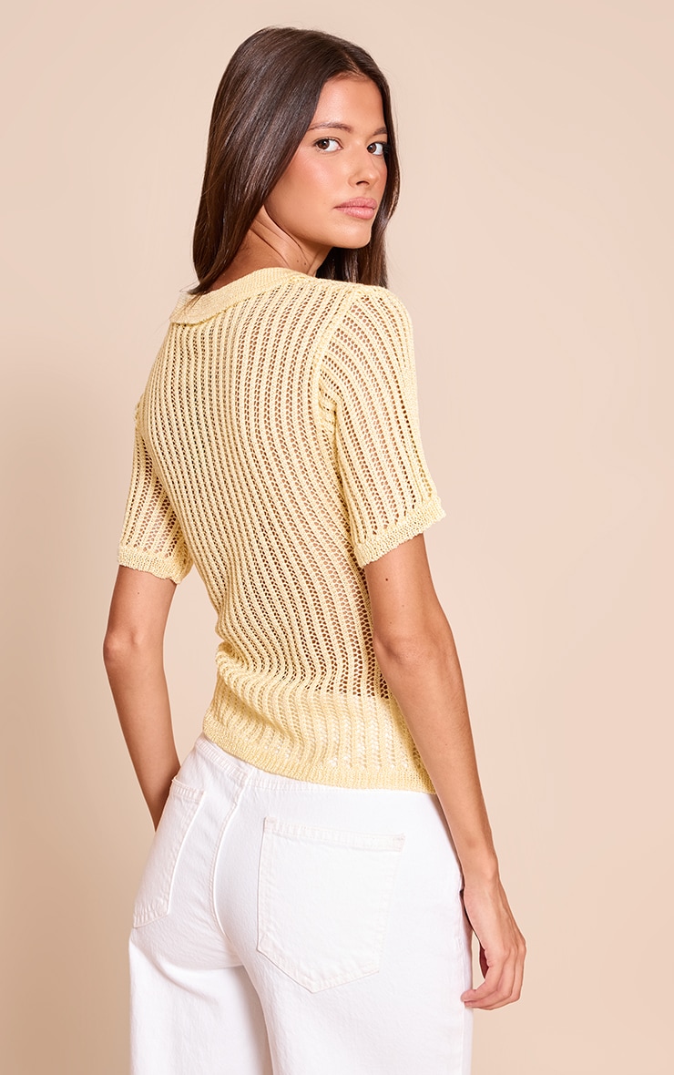 Lemon V Neck Knit Polo Top image 2