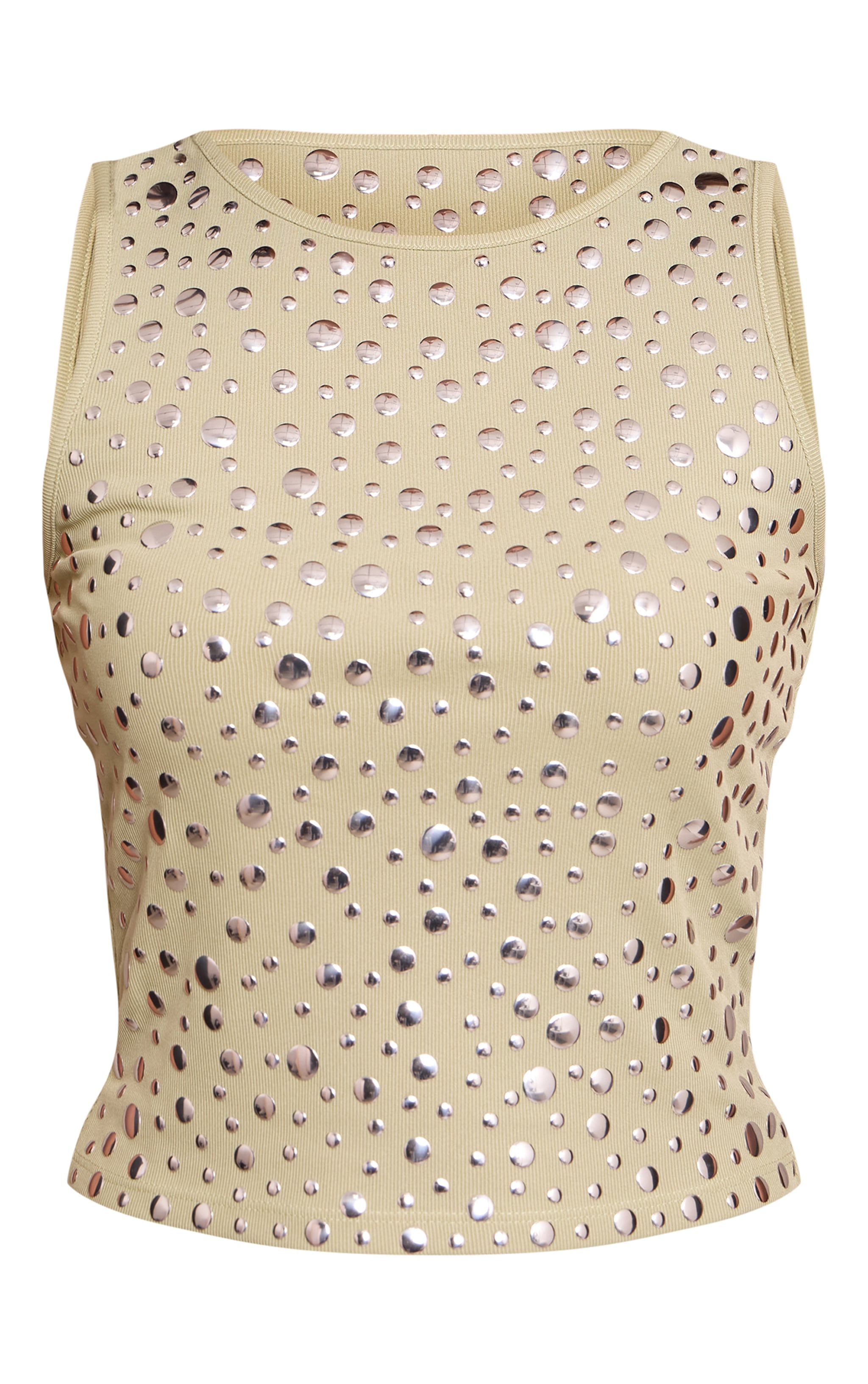 Sage Ribbed Extreme Studded Racer Top image 5