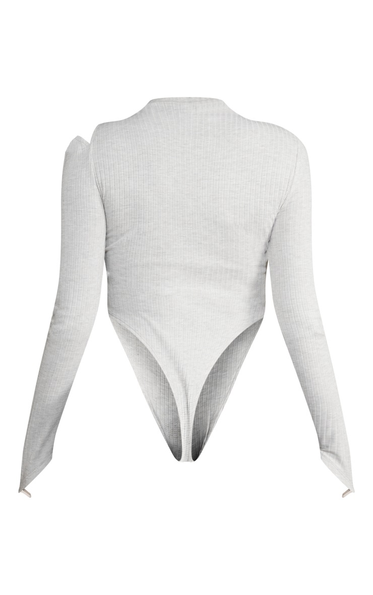 Shape Oatmeal Wide Rib Asymmetric Sleeve Bodysuit image 6