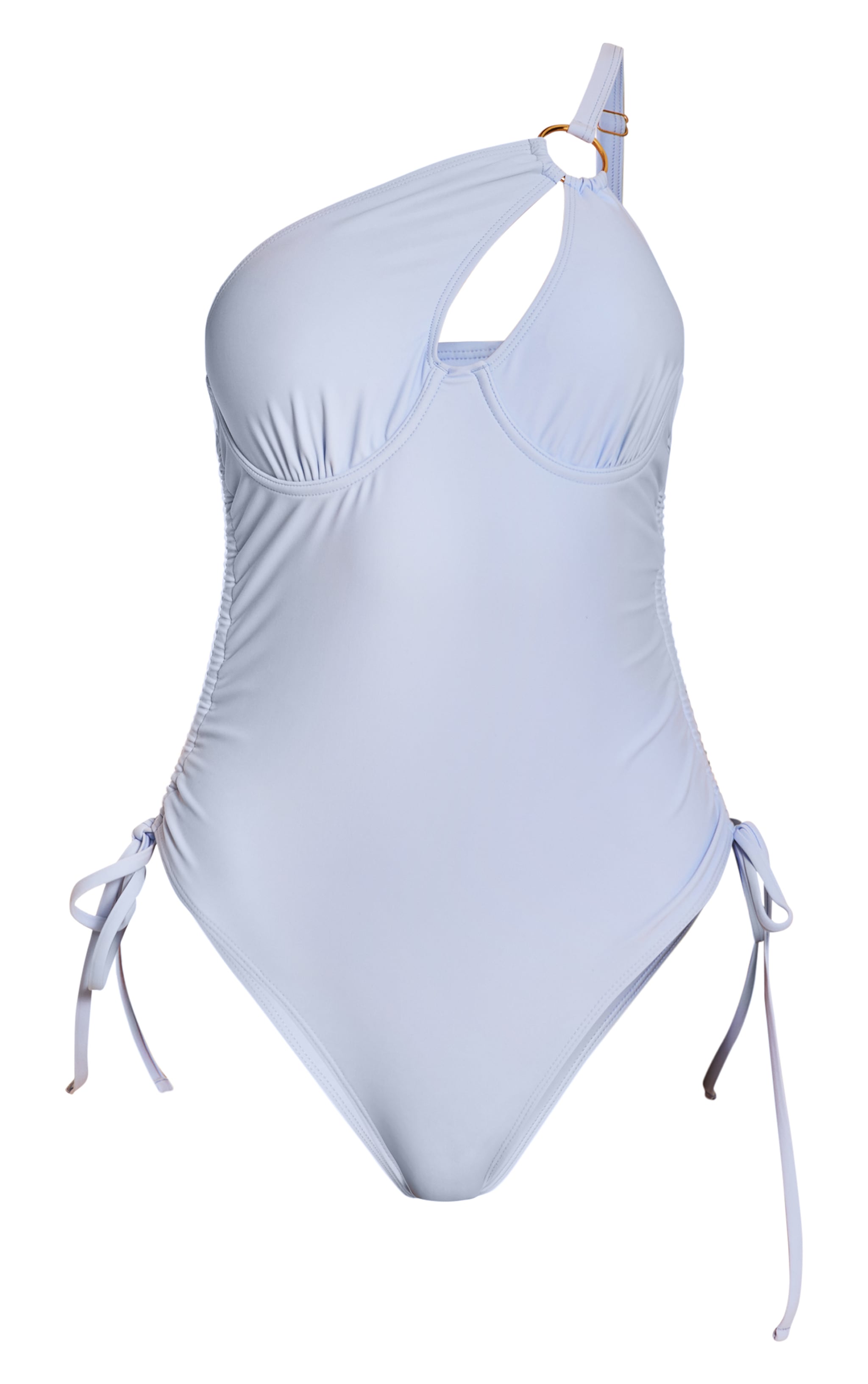 Maillot de bain bleu à épaule unique et armatures image 5