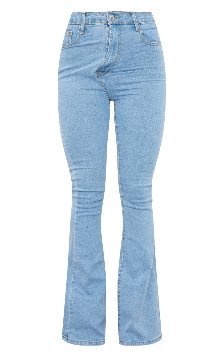 Blue 5 Pocket Stretch Flared Jeans image 5