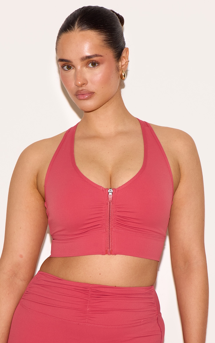 Shape Rose Active Ruched Zip Front Cupped Sports Bra image 4