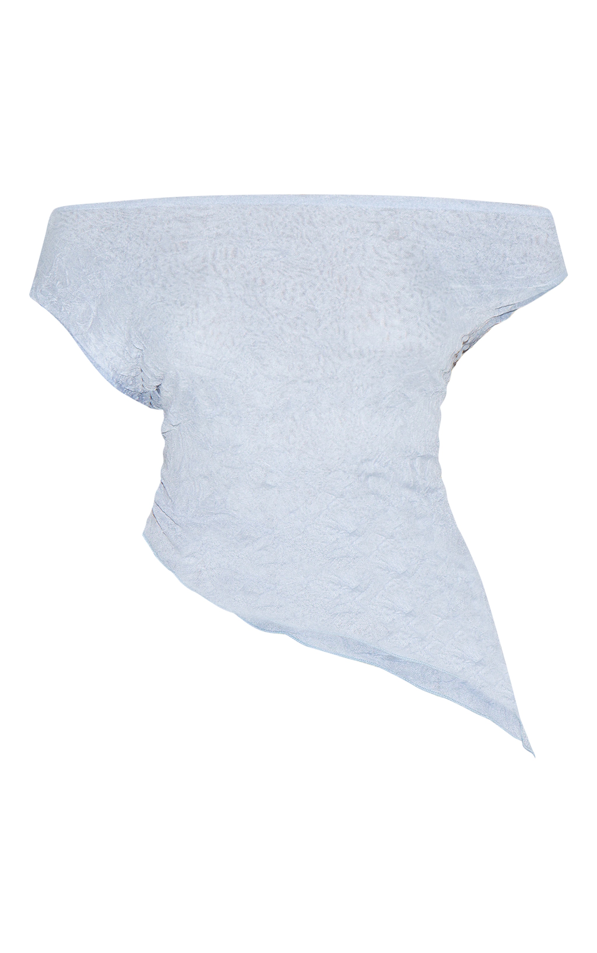 Sky Blue Crinkle Mesh Asymmetric Neck Top image 5