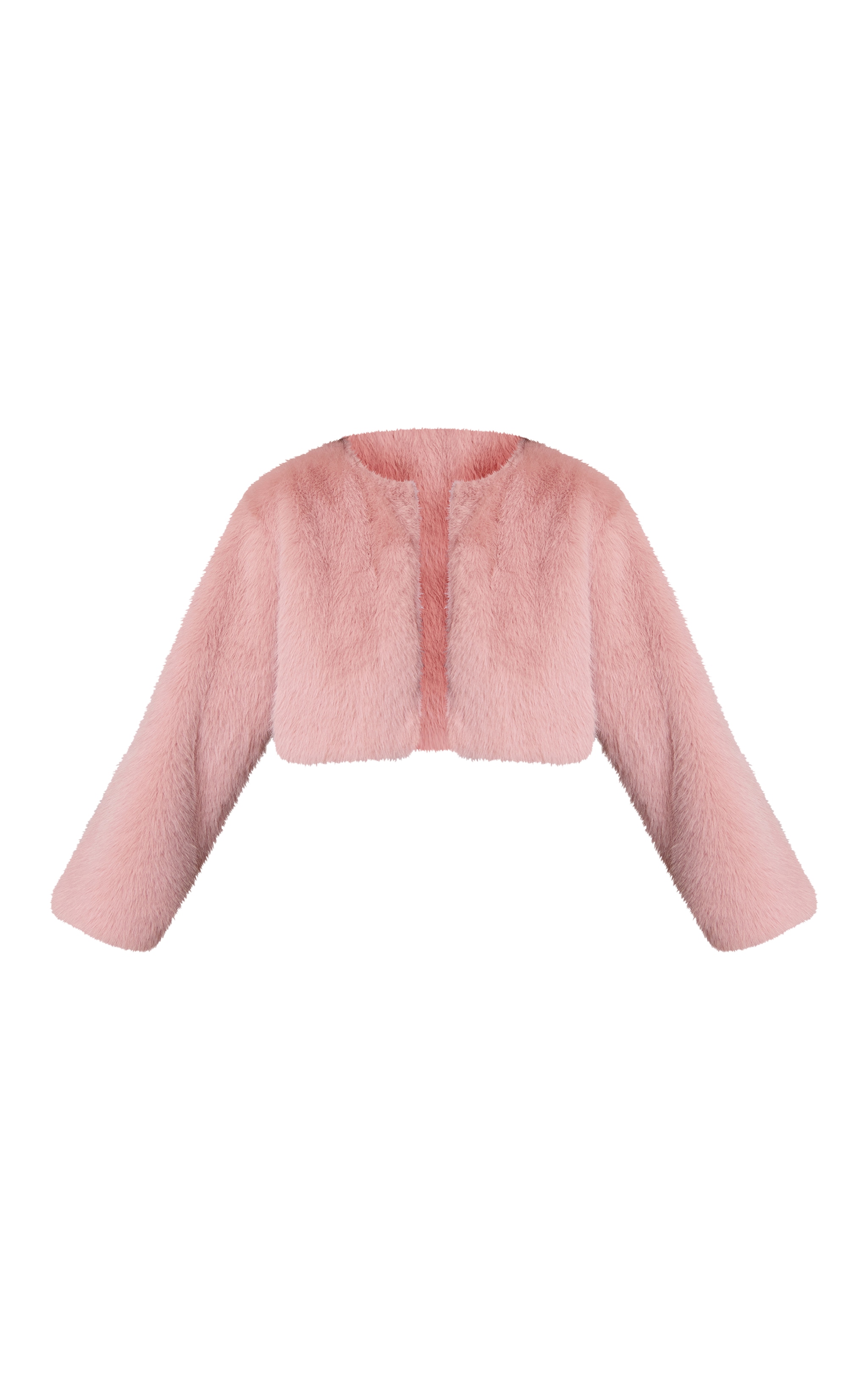 Manteau court en fausse fourrure rose clair image 5