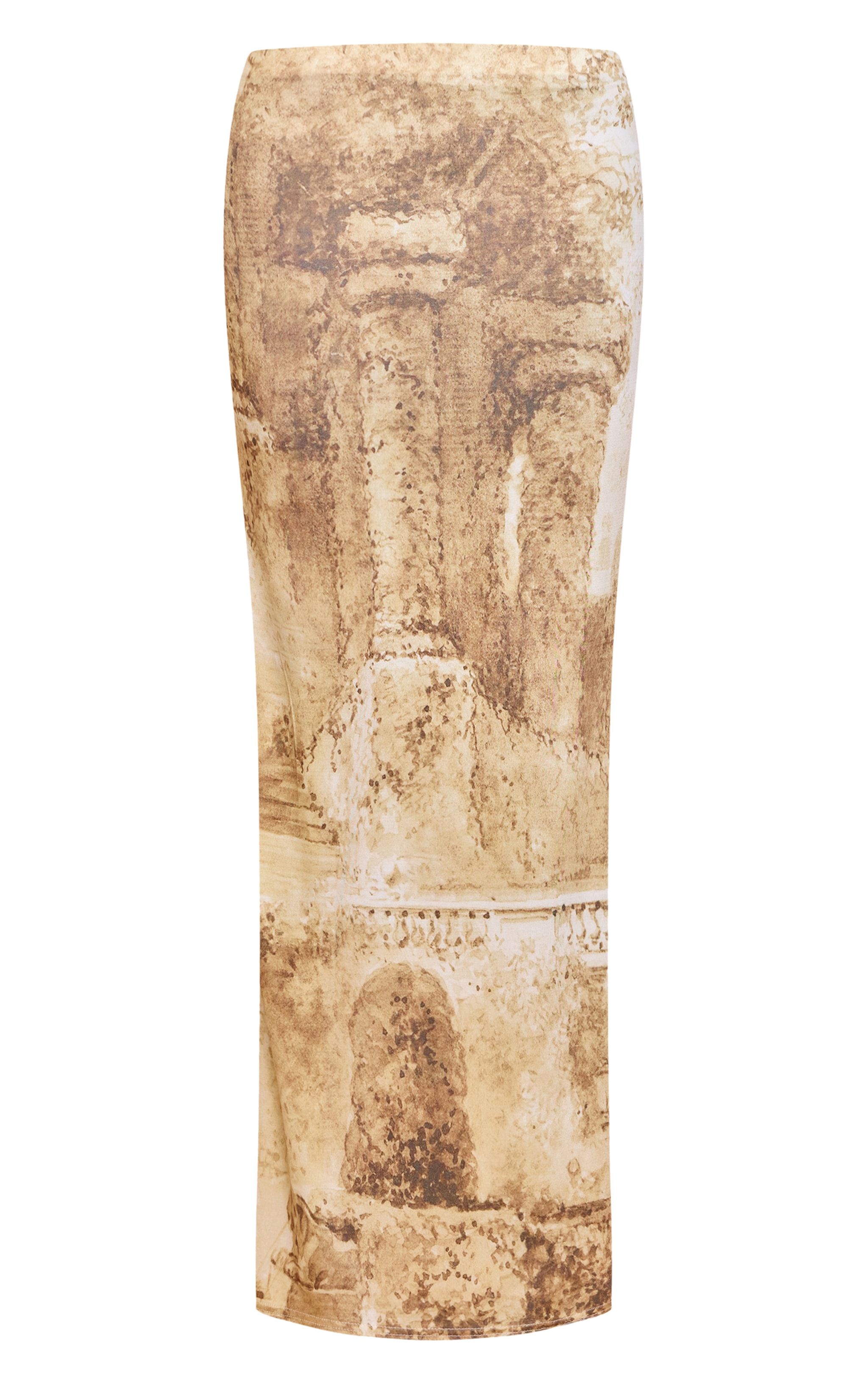 Cream Print Slinky Mid Rise Maxi Skirt image 5