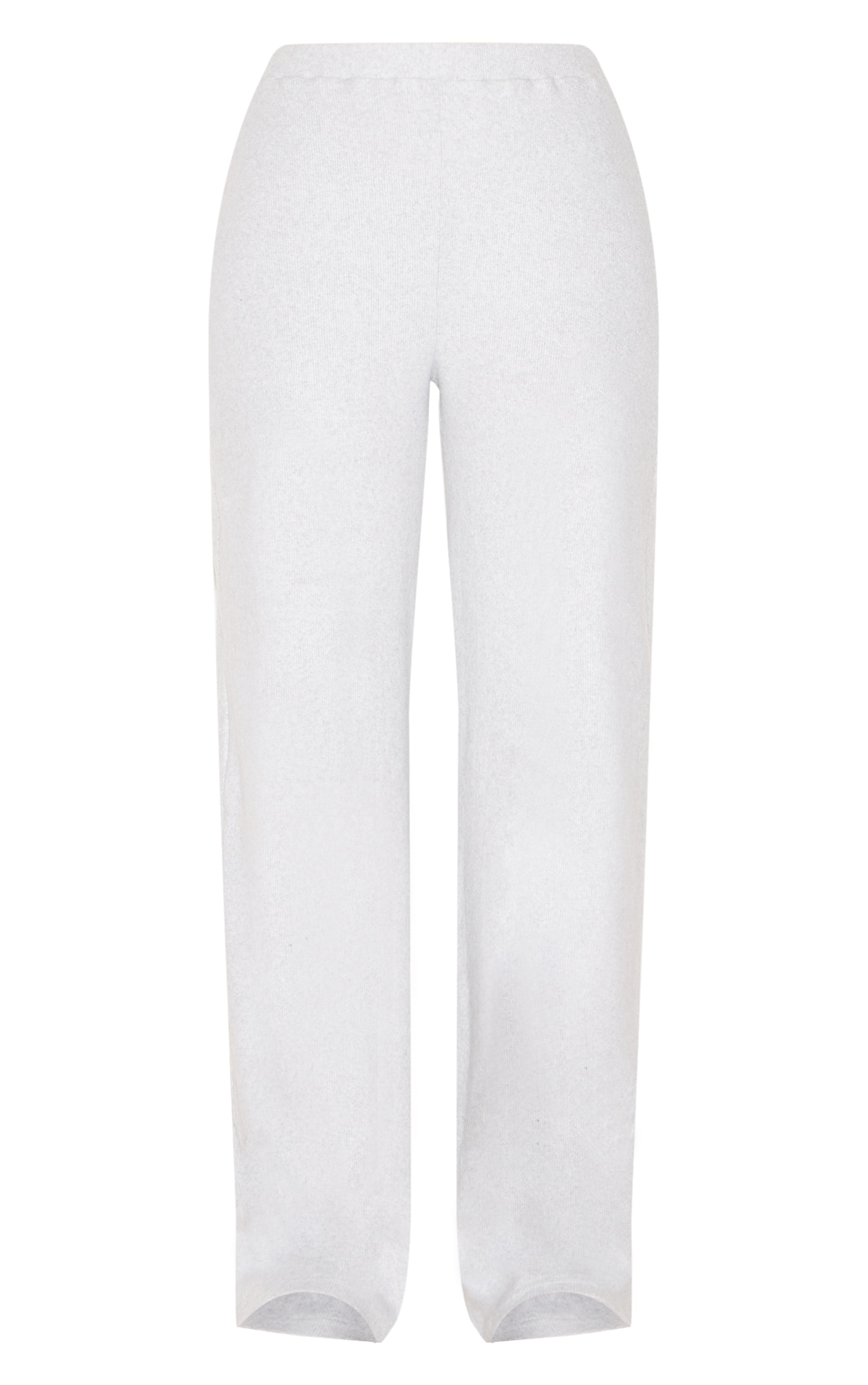 Tall Grey Marl Brushed Rib Wide Leg Pants image 5
