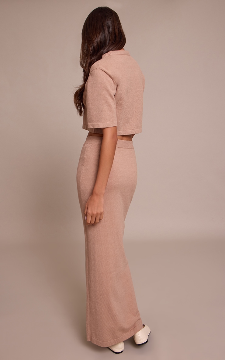 Taupe Fine Knit Maxi Skirt image 3