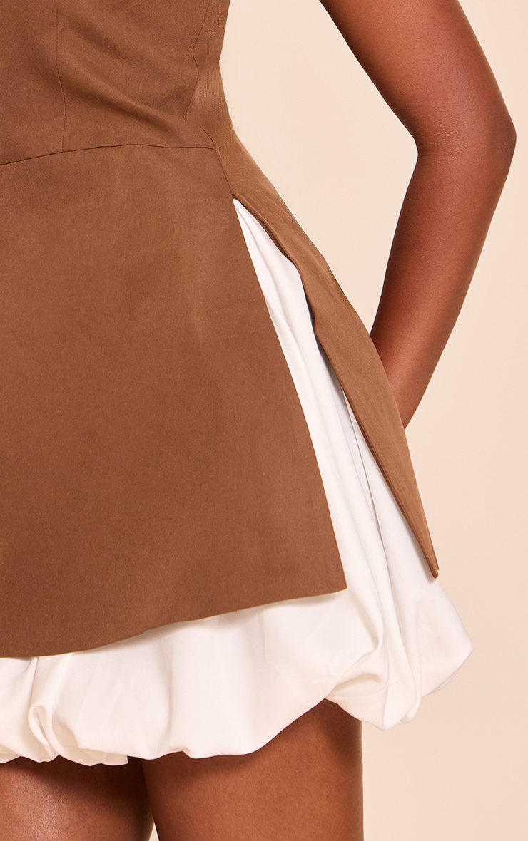 Chocolate Tailored Bandeau Puffball Hem Shift Dress image 4