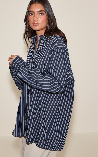 Navy Stripe Oversized Shirt