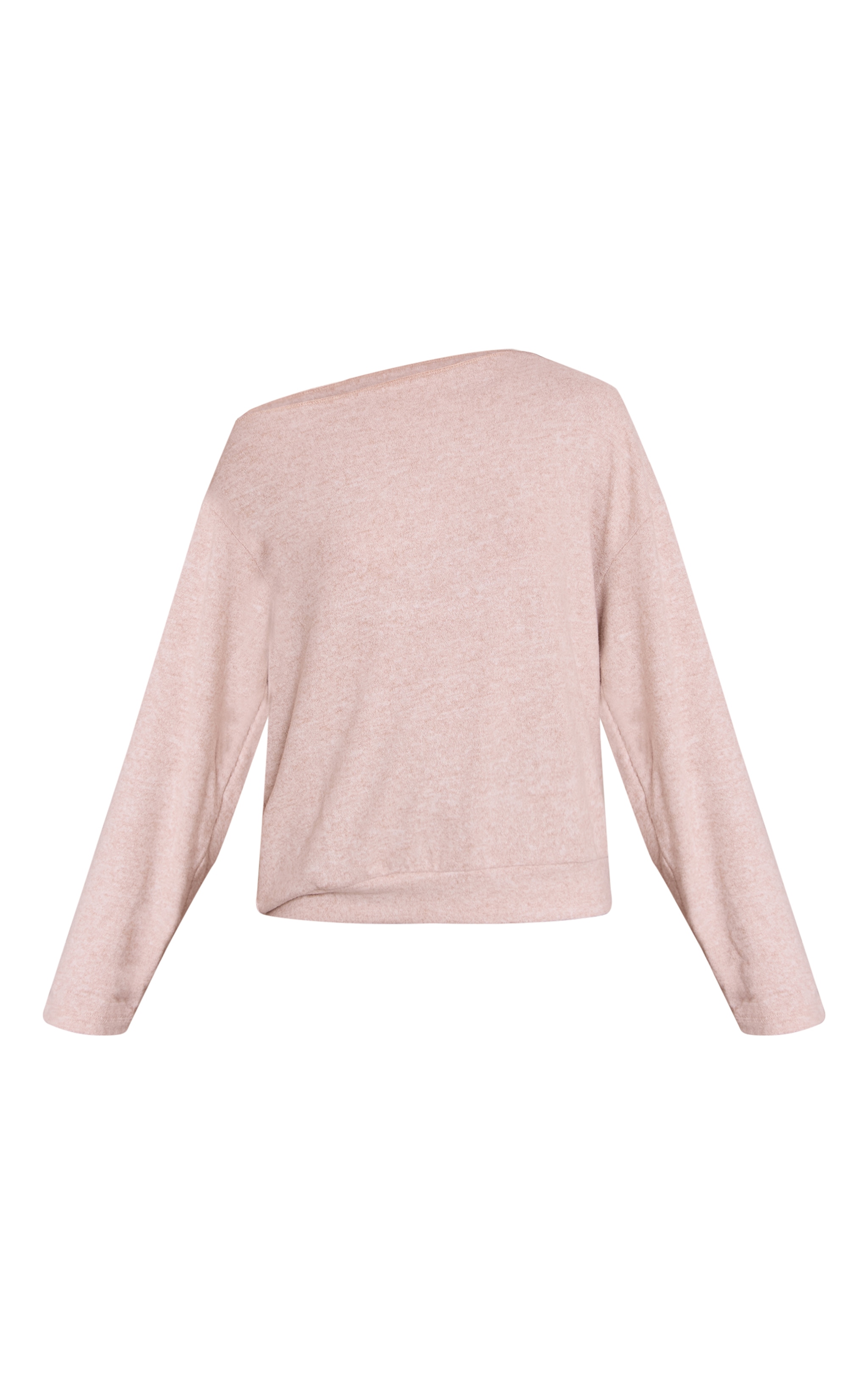 Sand Soft Knit Asymmetric Oversized Slouchy Long Sleeve Top image 5