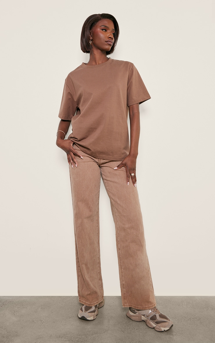 Tall T-shirt en coton deluxe taupe oversize image 3