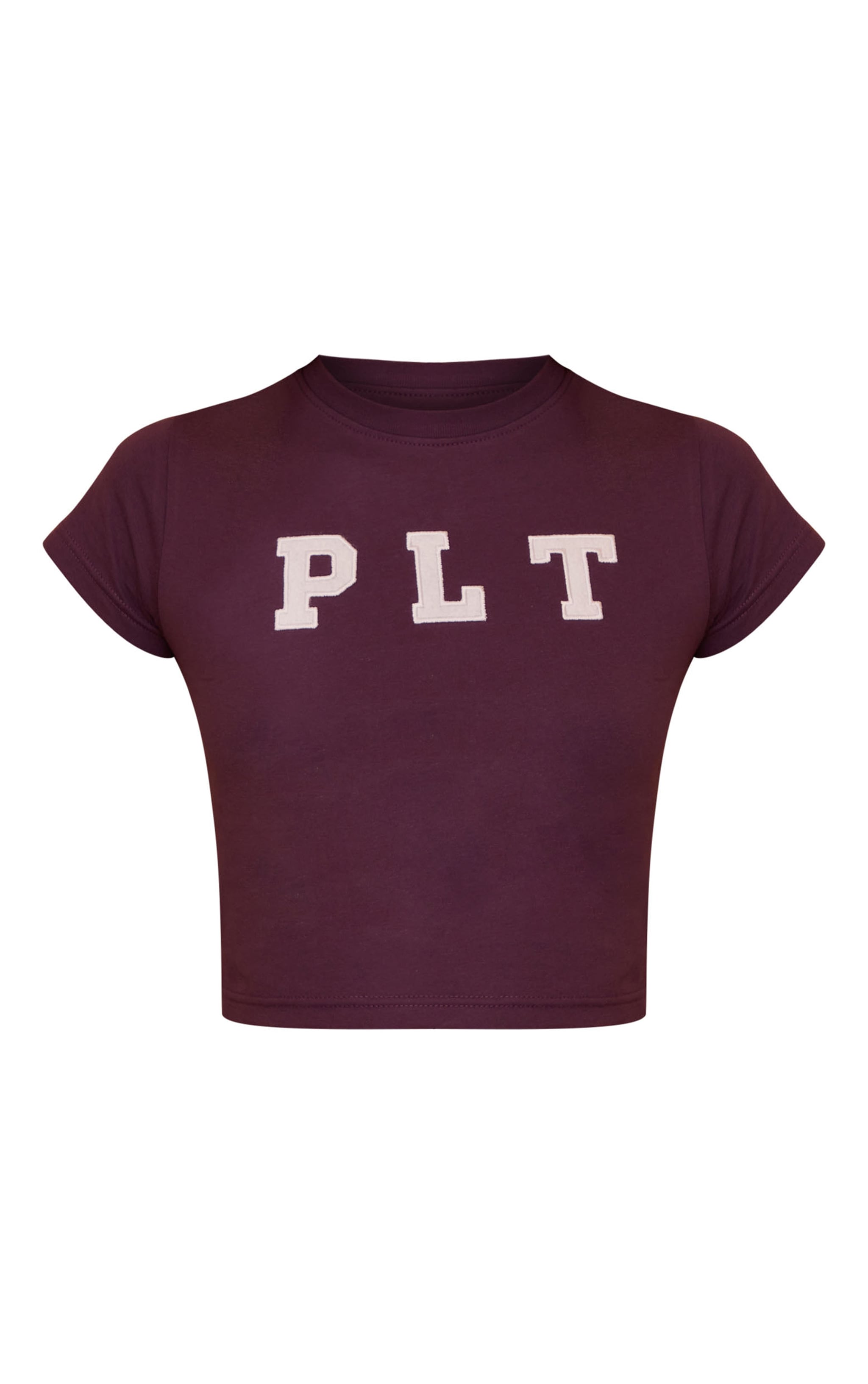 PRETTYLITTLETHING T-shirt ajusté prune brodé "PLT" image 5