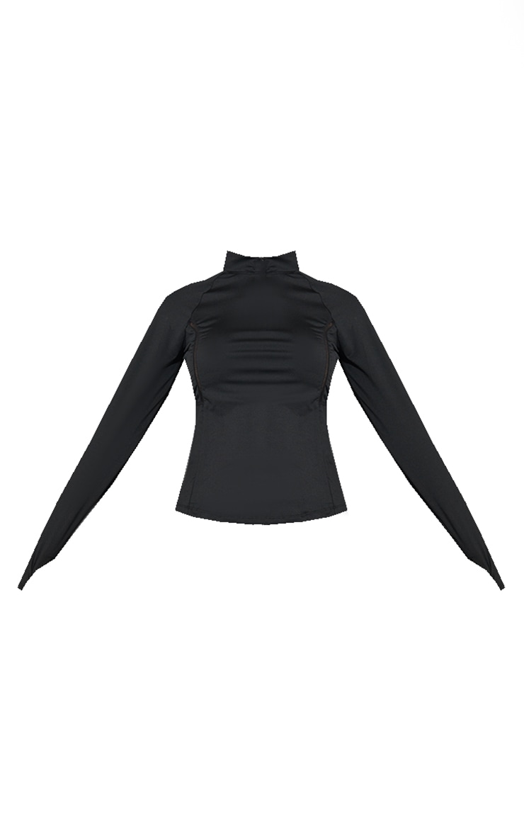 Black High Neck Half Zip Gym Top image 5