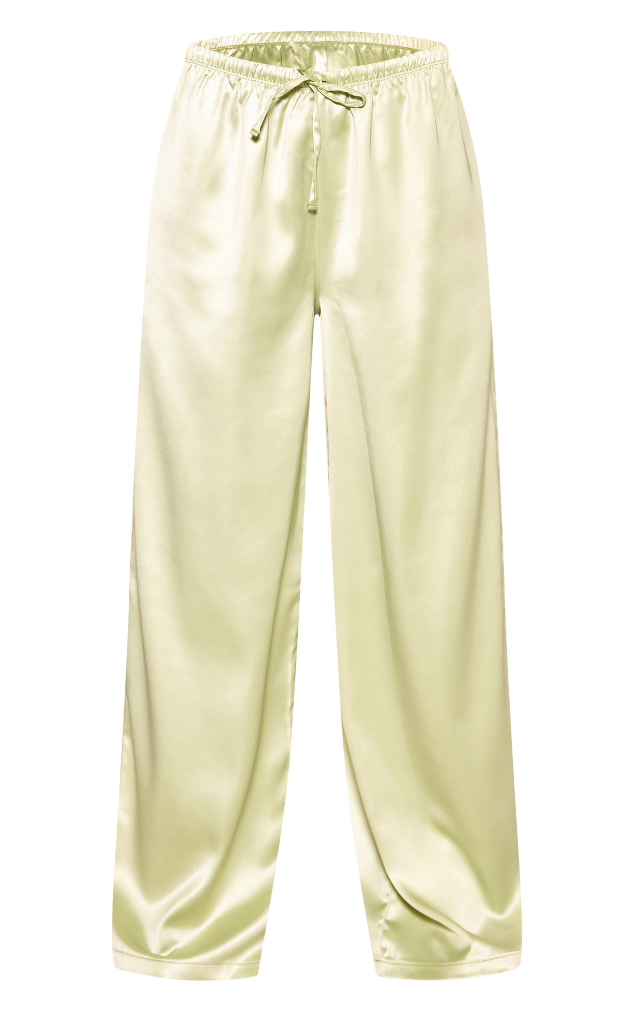 Golden Olive Satin Wide Leg Drawstring Pants image 5