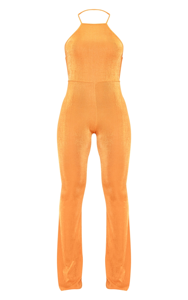Orange Acetate Cowl Back Cross Strap Jumpsuit PrettyLittleThing AUS