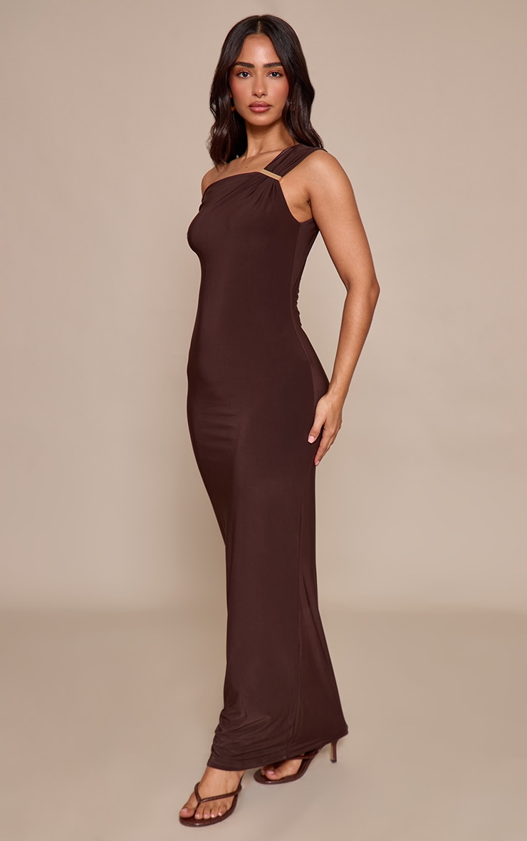 Petite Chocolate Trim Detail Maxi Dress image 3